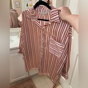 Zara Basic Red Stripe Button Down Shirt
